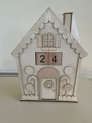 NEW SEALED Wood Advent Calendar Countdown to Christmas LED Light Unfinished DIY