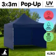 BLUE 3x3 WALLAROO POP UP OUTDOOR GAZEBO FOLDING TENT PARTY MARQUEE SHADE CANOPY