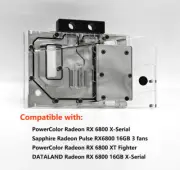 GPU Block For PowerColor Radeon RX6800 X-Serial/Fighter/Sapphire Pulse RX6800