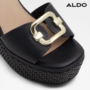 【ALDO】CARRABRIRIA-編織金飾造型厚底楔型涼鞋-女鞋(黑色)