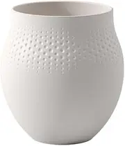 [Villeroy & Boch] Collier Blanc Perle No. 1 Premium Porcelain Vase, 16.5 x 16.5 x 17.5 cm, White