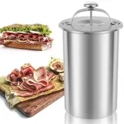 Meat Press Cooker 304Stainless Steel Ham Press Maker Multifunctional Round Shape Homemade Meat Pres Silver