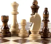 AMEROUS Chess Pieces Only, Wooden Hand Carved Tournament Chessmen with 4.12" Inches King, 2 Storage Bags for Chess Board Game, Replacement of Missing Pieces