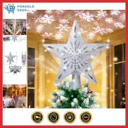 Christmas Tree Topper Lighted Star Tree Toppers with LED Rotating Snowflake P...