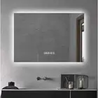 Led Bathroom Mirror with Time display,Rectangle Frameless Backlit touch panel