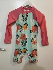 GIRLS LONG SLEEVE ONE PIECE SWIMSUIT BNWT (D38