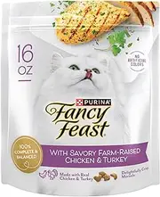 Purina Fancy Feast Dry Cat Food with Savory Chicken and Turkey - (Pack of 4) 16 oz. Bags