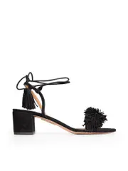 Black Suede Wild Thing Tassel Sandals