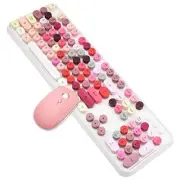 Wireless Retro Keyboard Cute Mouse Combo, 2.4GHz USB Wireless Typewriter