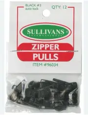 Sullivans Zipper Pulls 12 pieces Black Item # 96034