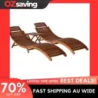 sun lounger set folding table outdoor furniture acacia wood 2 pieces brown 9160