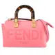 【FENDI 芬迪】Boston 經典大LOGO壓紋琥珀提把迷你手提包兩用包(亮粉)