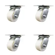 4 Inch Nylon Caster Set with Ball Bearings and Swivel Locks Service Caster