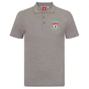 Liverpool FC Mens Polo Shirt Crest OFFICIAL Football Gift Grey Single Crest Medium