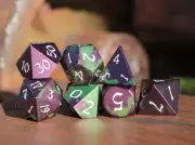 Violet Mist Anodized Aluminum - 7 Piece Metal Polyhedral 5e DND RPG Dice Set