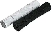 DS. DISTINCTIVE STYLE 6 Inch Metallic Cable Ties Set of 200 Bread Bag Ties Wire Twist Ties for Cord Management (White and Black (round shape))