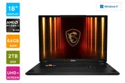 MSI Stealth A18 AI+ A3XWJG 18" UHD+ AMD Ryzen AI 9 RTX 5090 Laptop - 64GB, 2TB