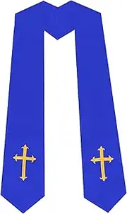 'UIALECG Unisex Clergy Stole with Embroidery Cross 72'', Traditional Choir Stole'