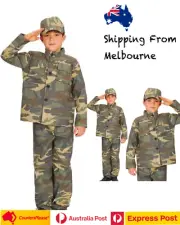 Boys Army Costume Week Book Dress up Camouflage Suit Kids Military Soldier Fancy