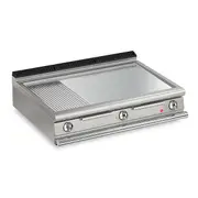 Baron 3 Burner Electric Fry Top With 2/3 Smooth 1/3 Ribbed Chrome Plate And Thermostat Control - 900Mm Depth - Q90FT/E1225-SI