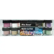 Mia Secret Nail Art Acrylic Professional Powder 12 Colors Set - Micro Glitter