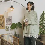 【MOSS CLUB】日本素材地質線印花長袖襯衫 綠 紫