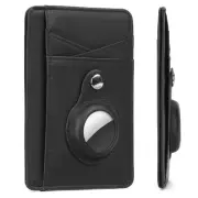 Slim AirTag Wallet Genuine Leather Minimalist Front Pocket RFID Blocking Mone...