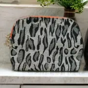 NEW Cle de Peau Brown and Orange Leopard Print Small Cosmetic Bag