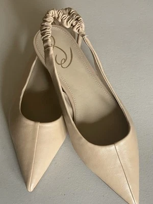 SAM EDELMAN WHITNEY SLIP ON SLINGBACK STRAP POINTED TOE DRESS FLATS MACADAMIA8,5