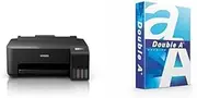 [Epson] EcoTank ET-1810 Wireless Single-Function Printer, Black, C11CJ71501 and Double A, A4 Ream Paper, A4 80 GSM, 1 Ream, 500 Sheets, White
