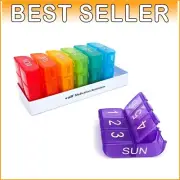 Lifetime Warranty Multicolor E-pill Organizer - 6x7 Design for Easy Dosing