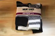 MUK LUKS Women's Crew Boot Socks-6 Pr-Fits Shoe Sizes 6-11-Black/White-NEW