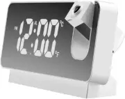 LED Projection Alarm Clock,Temperature, Date Display,Quiet, Large Mirror Display