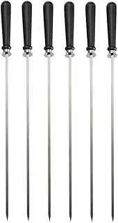 Haofy 6PCS Roasting Sticks Kabob Skewers, Stainless Steel BBQ Skewers with Wood Handle for Grill, Food Grade Barbecue Tools