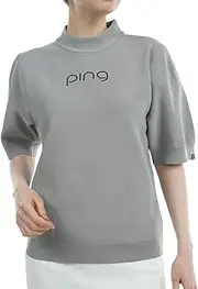 PING APPAREL(ピン アパレル) Pin Apparel 622-4172202 Women's Short Sleeve High Neck Shirt (G Control: Lightweight, Kanoko Net) / Golf Inner Shirt, 020_Grey, LL