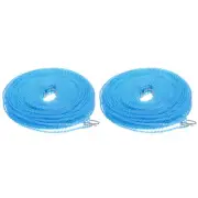 Portable Clothesline, 32.8ft Nylon Windproof Non-Slip Washing Line, Blue 2Pcs