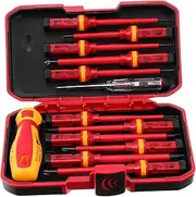 1 Set Vde Screwdriver Set for Phone and Tablet Repair High Voltage Pry Disassembly Tools Portable Electronics Repair Kit with Durable Carry Case