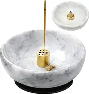 Natural Marble Incense Holder for Sticks and Backflow - Handmade, Ideal for Smudging, Burning, Decoration - Easily Grab All Ash (Grey)