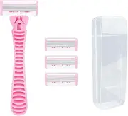 Ladies Razor Set,Bikini Trimmer,Skin Friendly,with 3 Blade Refills,Perfect for Armpit and Pubic Hair(Pink)