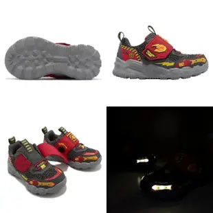 【SKECHERS】兒童燈鞋 S Lights-Adventure Track 紅 灰 音效 太空戰機 閃燈 小朋友(400155LRDCC)