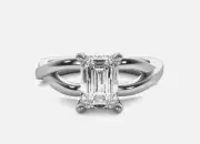 Hidden Halo Infinity 2Ct VS G Emerald Cut Lab Created Diamond Engagement Ring