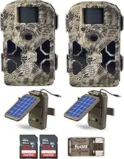 Stealth Cam G42NG 32MP No Glow Trail Camera (Kryptek Camo, 2-Pack) Bundle with Lithium Solar Power Panel (2-Pack), 2GB Ultra SDHC UHS-I Memory Card (2-Pack) and USB 2.0 Card Reader (7 Items)