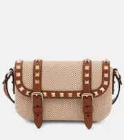 [Valentino Garavani] Valentino Garavani Rockstud Micro canvas crossbody bag One Size beige