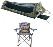 Adventure Kings Kwiky Single Swag 50mm Mattress + Camping Chair Rated to 300kg