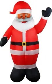 6' Christmas Inflatable Black Santa Airblown Decor Outdoor Home Party LED Lights