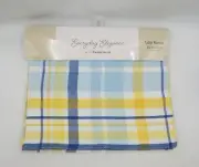 Homewear Everyday Elegance Table Runner Peostra Plaid Blue Yellow 14"x72" Spring