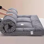 Futon Mattress Roll Up King Size Floor Bed Tatami Foldable Soft Breathable Single Double Student Dormitory Home Mat(Grey,100cm*200cm)