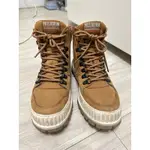 PALLADIUM PALLASHOCK HI CUFF WP+厚底巧克力皮革橘標防水靴-中性-焦糖