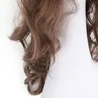 Long Wavy Wig Light Brown Elegant Fluffy Breathable High Temperature Synthet CHW