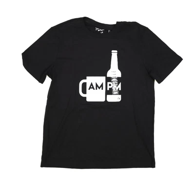 Original Penguin Munsingwear AM to PM Black Short Sleeve Graphic T-Shirt Mens L